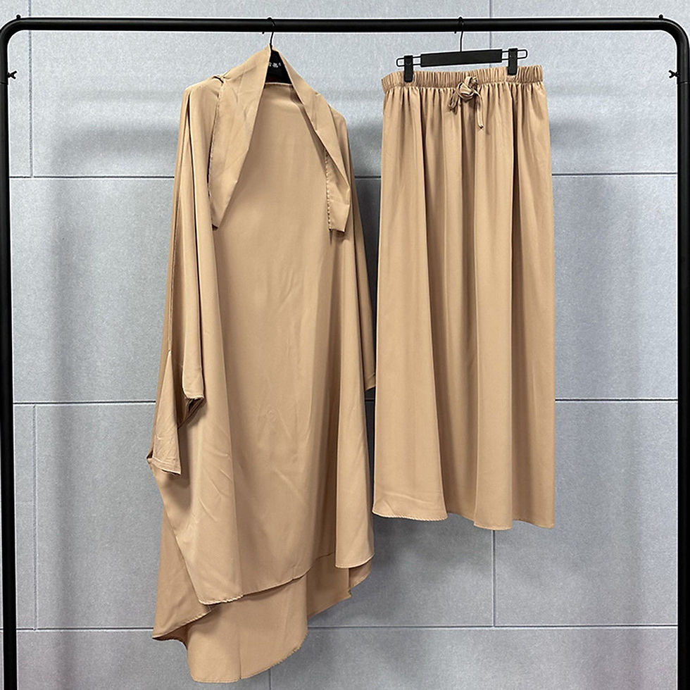 Thumbnail: Muslim Sets Abaya Dubai Clothes for Islam Women Large Hem Dresses Casual Solid