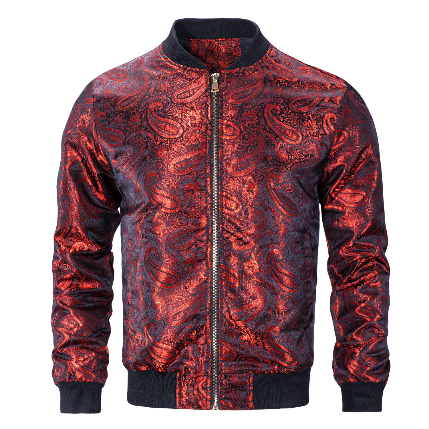 Hi-Tie Casual Mens Jacket Jacquard Lightweight Bomber Jacket Windbreaker Baseba