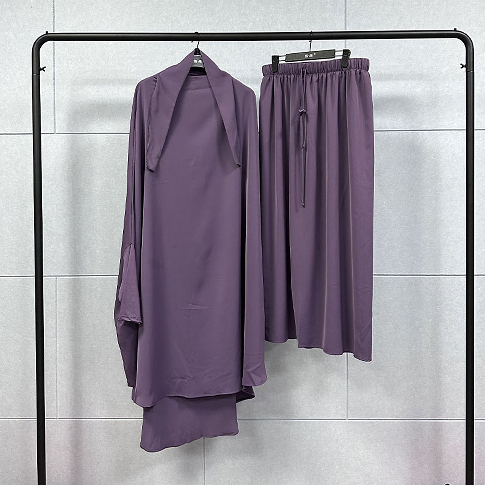 Miniature : Muslim Sets Abaya Dubai Clothes for Islam Women Large Hem Dresses Casual Solid