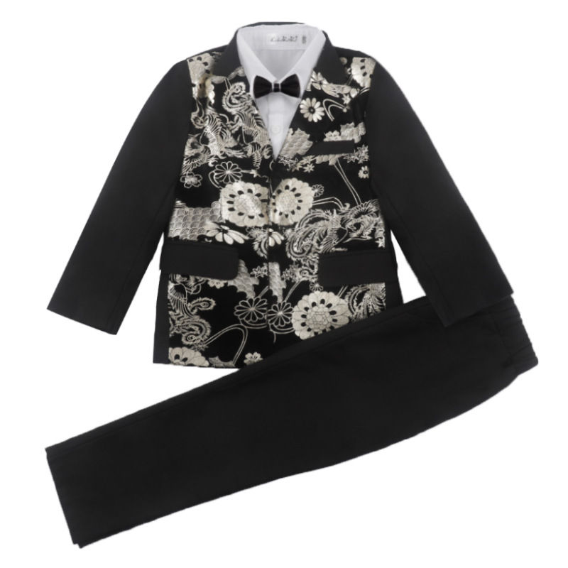 Thumbnail: Children Formal Dress Kids Flower Jacket Pants Bowtie 3PCS  Piano Costume Boys