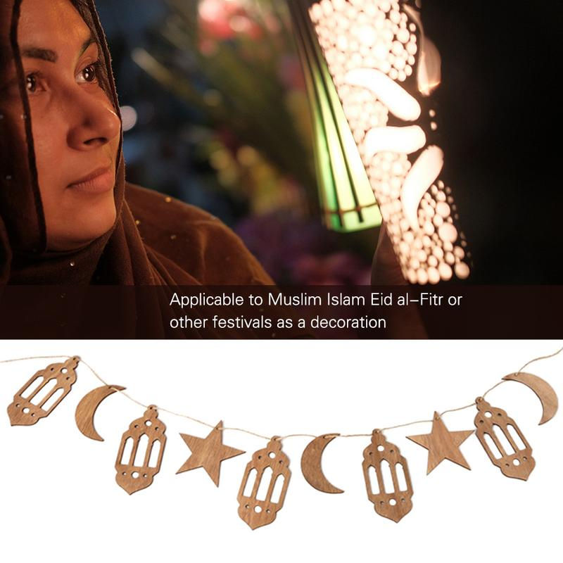 ภาพขนาดย่อ: 10pcs/set DIY Eid Mubarak Muslim Home Decoration Hollow Wooden Ornament Moon La