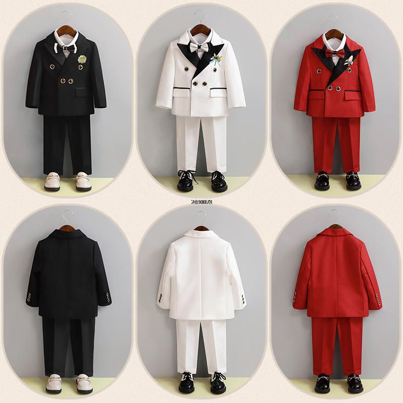 Thumbnail: Children White Wedding Suit Boys Girls1 Year Birthday Dress Costume Kids Jacket