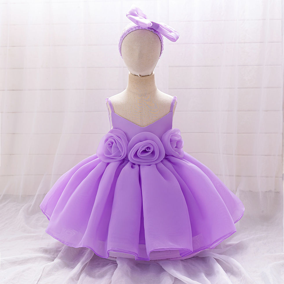 Thumbnail: Toddler Big Flower Baptism Dress For Girls Fluffy 1st Birthday Princess Wedding
