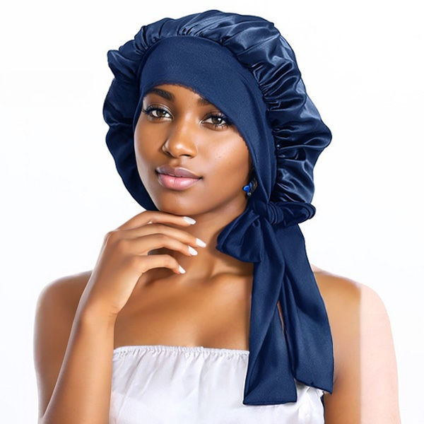 Thumbnail: 100% Pure Mulberry Silk Bonnet for Women Large Sleeping Cap for Hair Care with