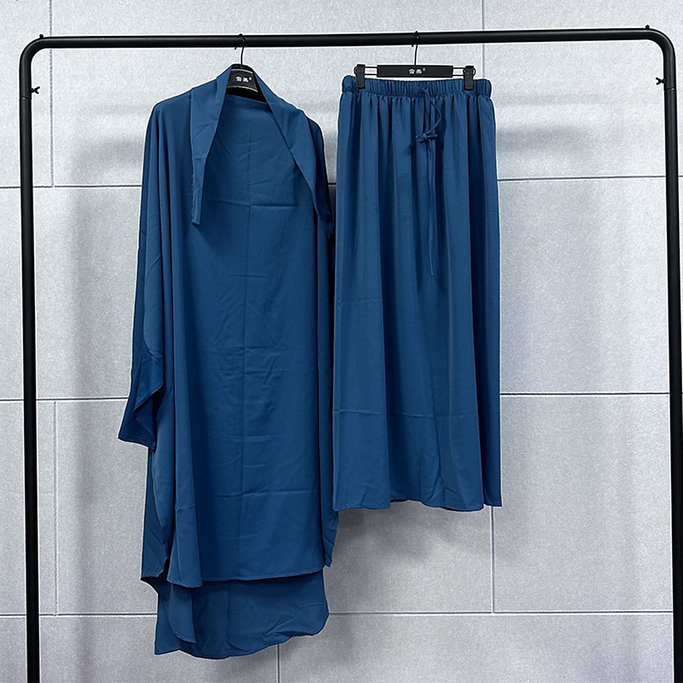 Miniatura: Muslim Sets Abaya Dubai Clothes for Islam Women Large Hem Dresses Casual Solid