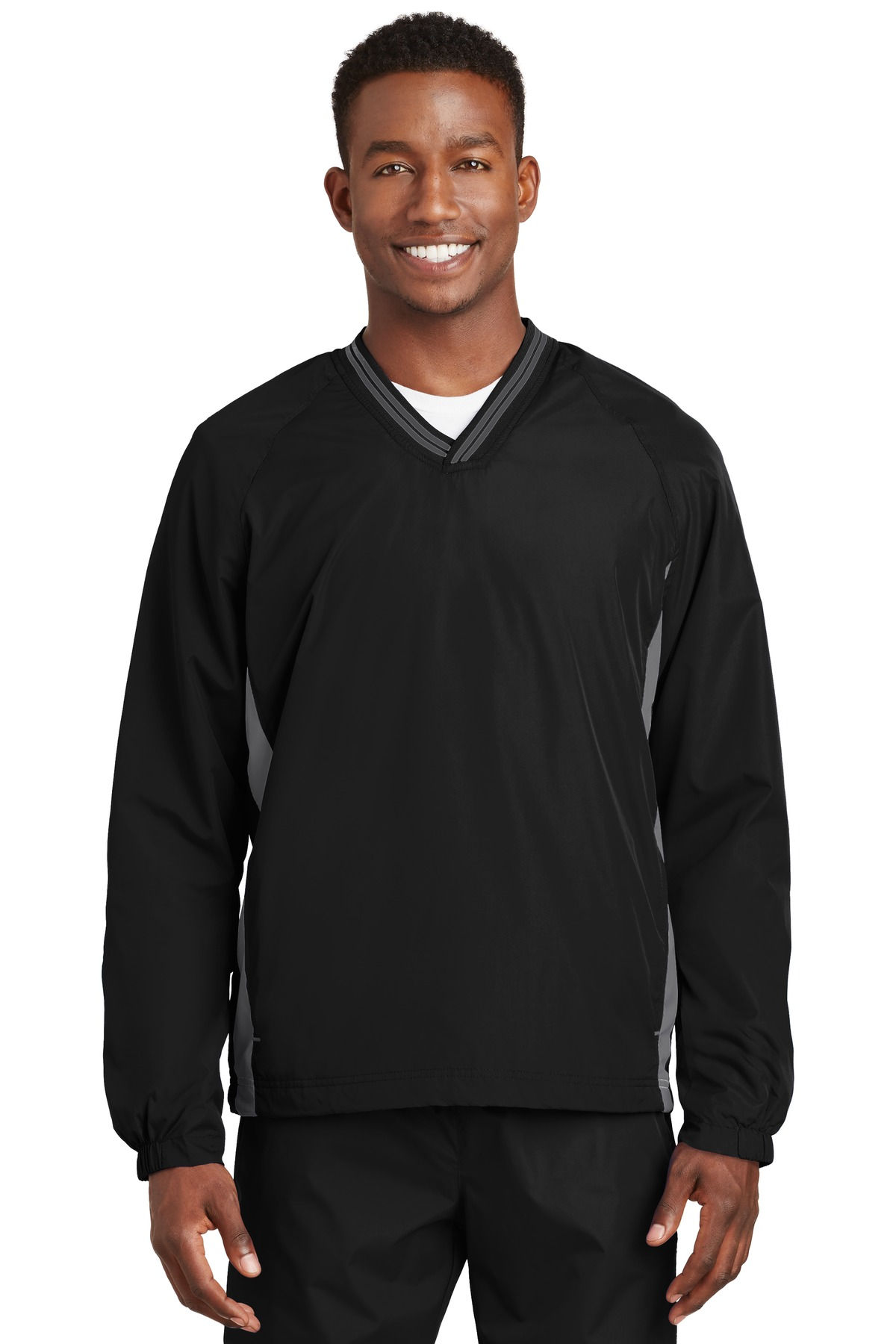 Sport-Tek ® Tipped V-Neck Raglan Wind Shirt. JST62
