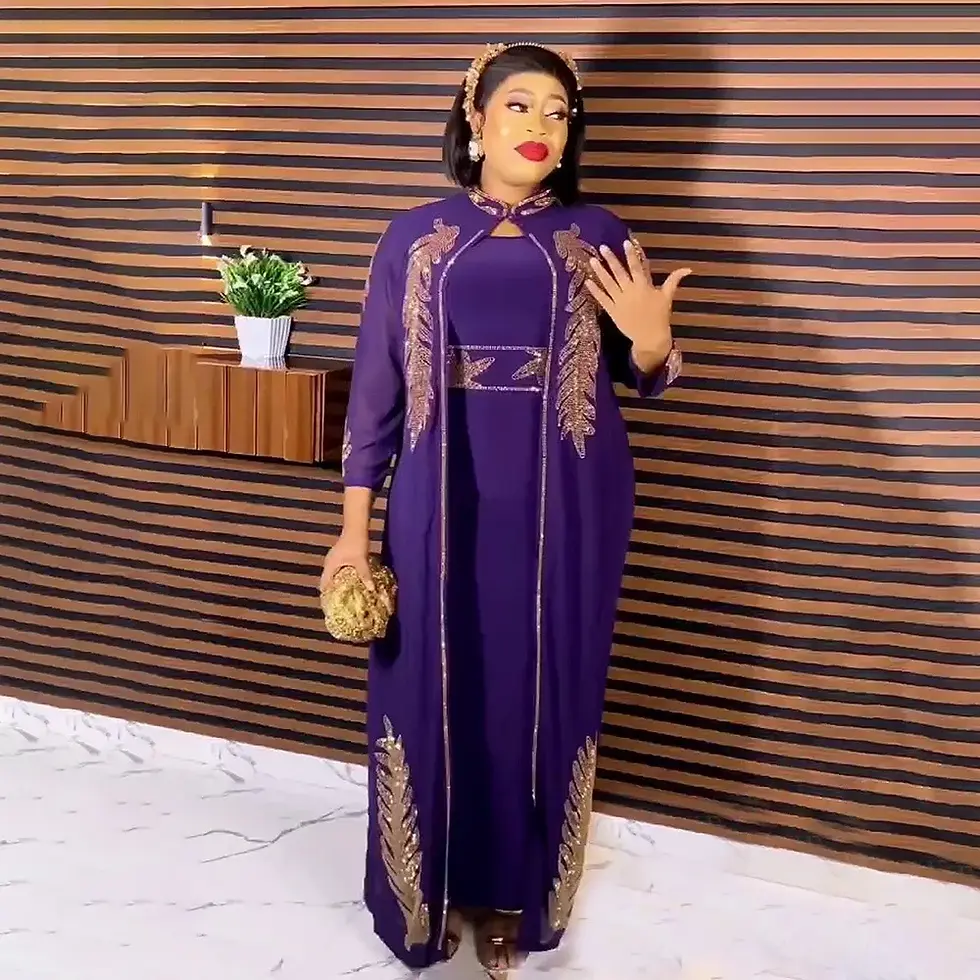Thumbnail: African Wedding Party Dresses for Women Spring Autumn African Long Sleeve Red B