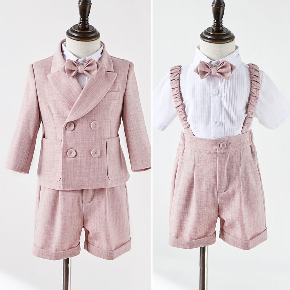 Pink Suit Children Formal Thin Wedding Dress Flower Boys Photography Kids Perfo