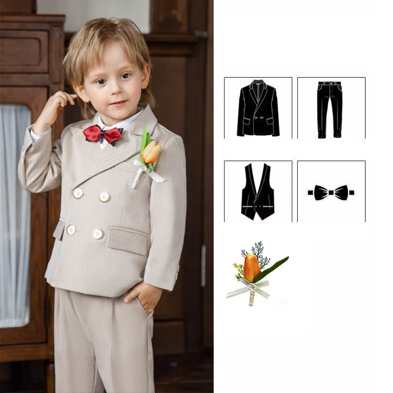 Miniatura: Children Birthday Wedding Piano Dress Performance Costume Flower Boys Party Pho