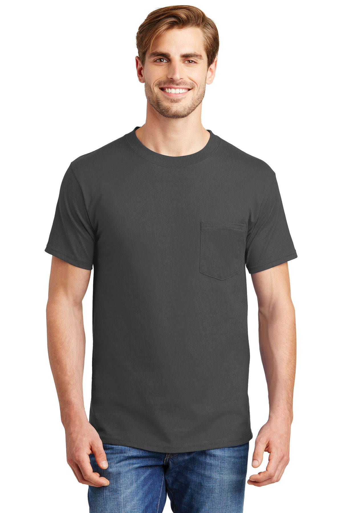 HanesÂ® Beefy-TÂ® - 100% Cotton T-Shirt with Pocket. 5190