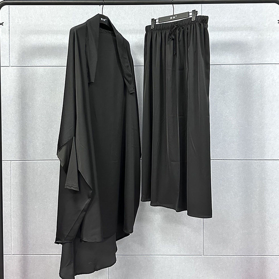 Miniature : Muslim Sets Abaya Dubai Clothes for Islam Women Large Hem Dresses Casual Solid