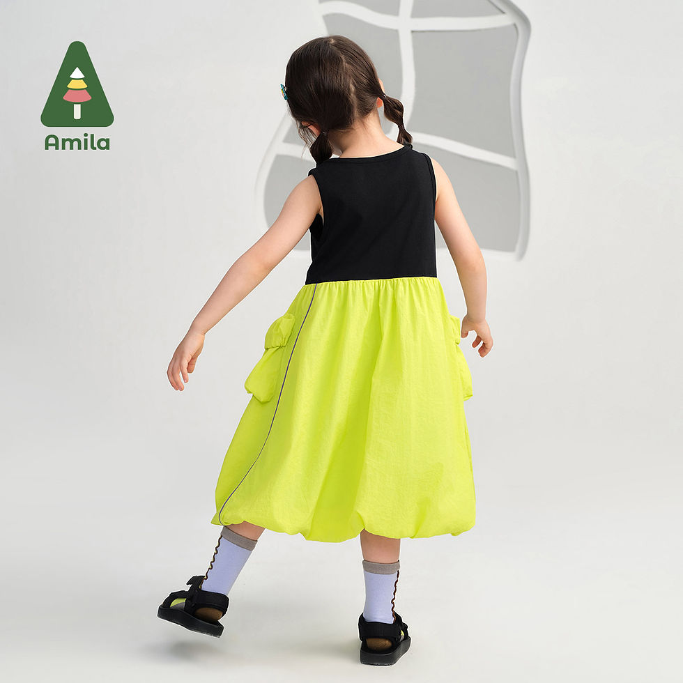 Thumbnail: Amila Children's 2024 Summer New Dress in Children Splicing Personality Flower
