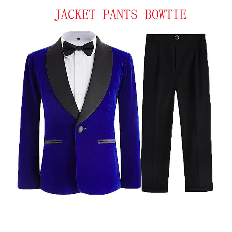 Miniatura: Flower Boys Velvet Jacket Pants Bowtie 3PCS Photograph Suit Kids 1Year Birthday