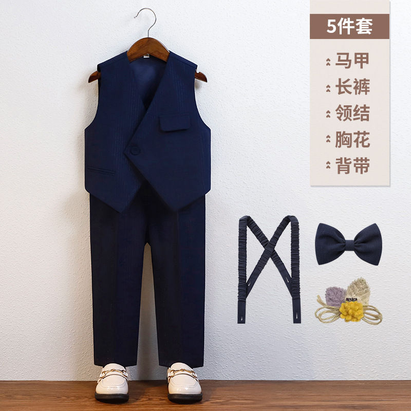 Thumbnail: 2024 Summer Flower Boys British Wedding Suits Kids Ceremony Tuxedo Birthday Dre
