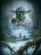 Yoda raising the Red 5 X-wing on Dagobah