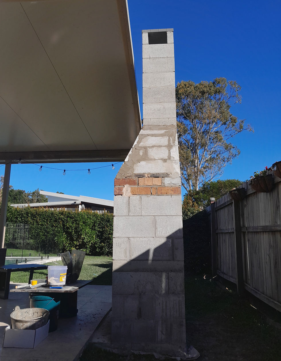 Noosaville bbq - fireplace under construction