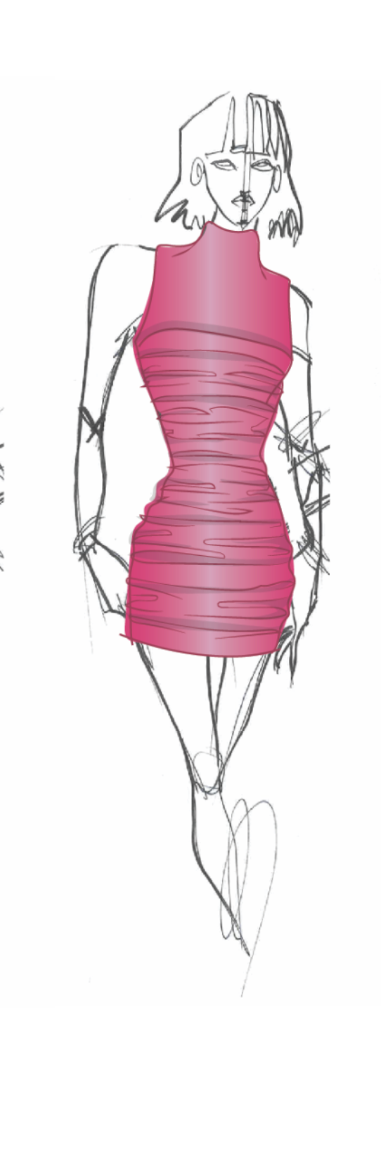 stretch satin mini - initial sketch -