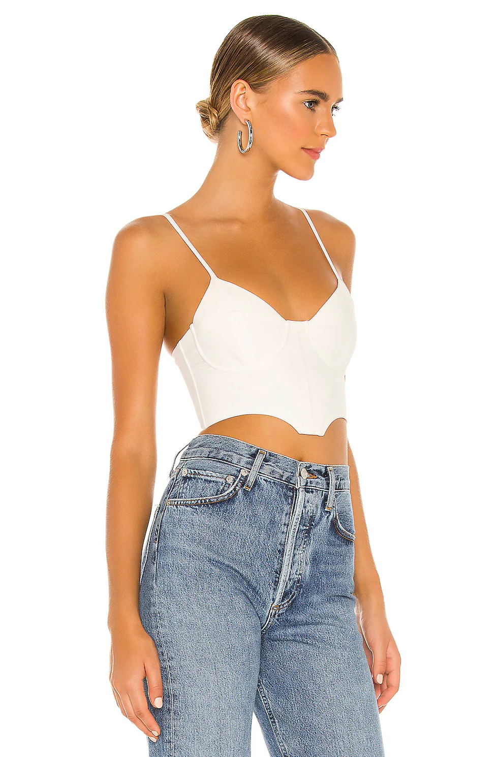 twill suiting bustier top - white side -