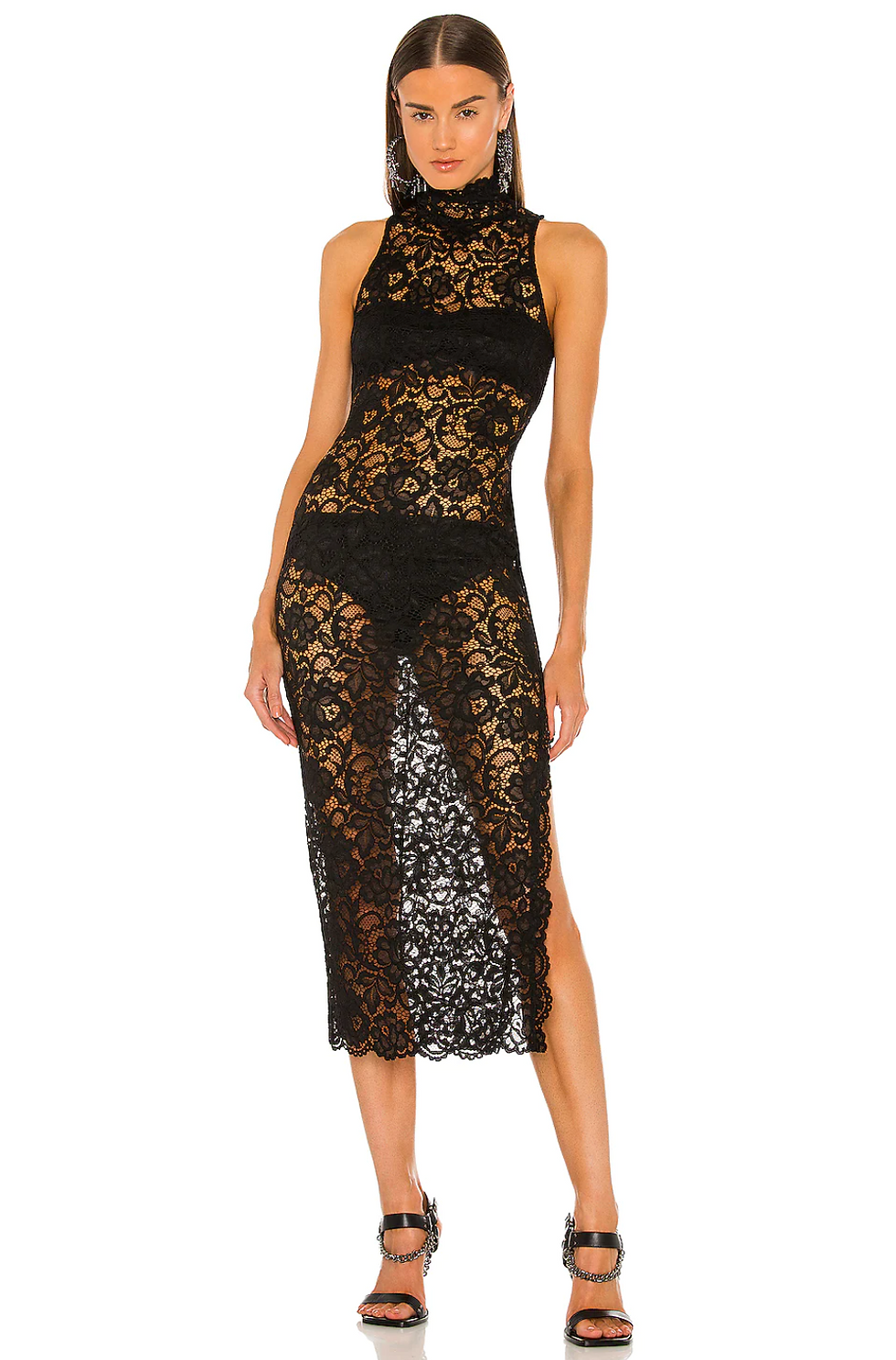 stretch lace dress - front -
