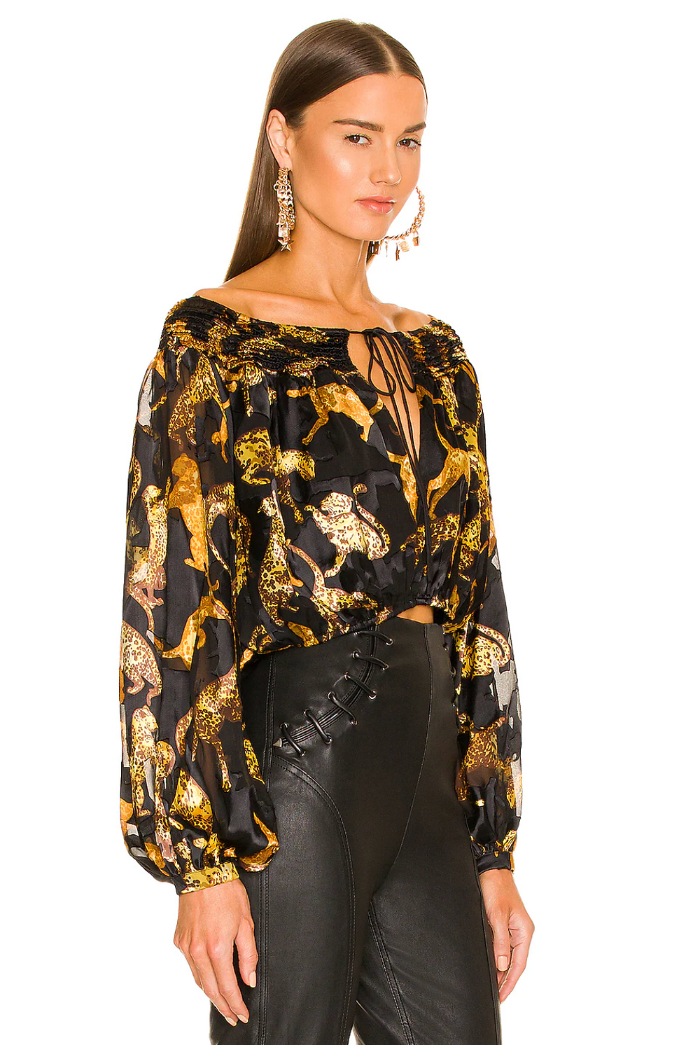 cat printed satin blouse - side -