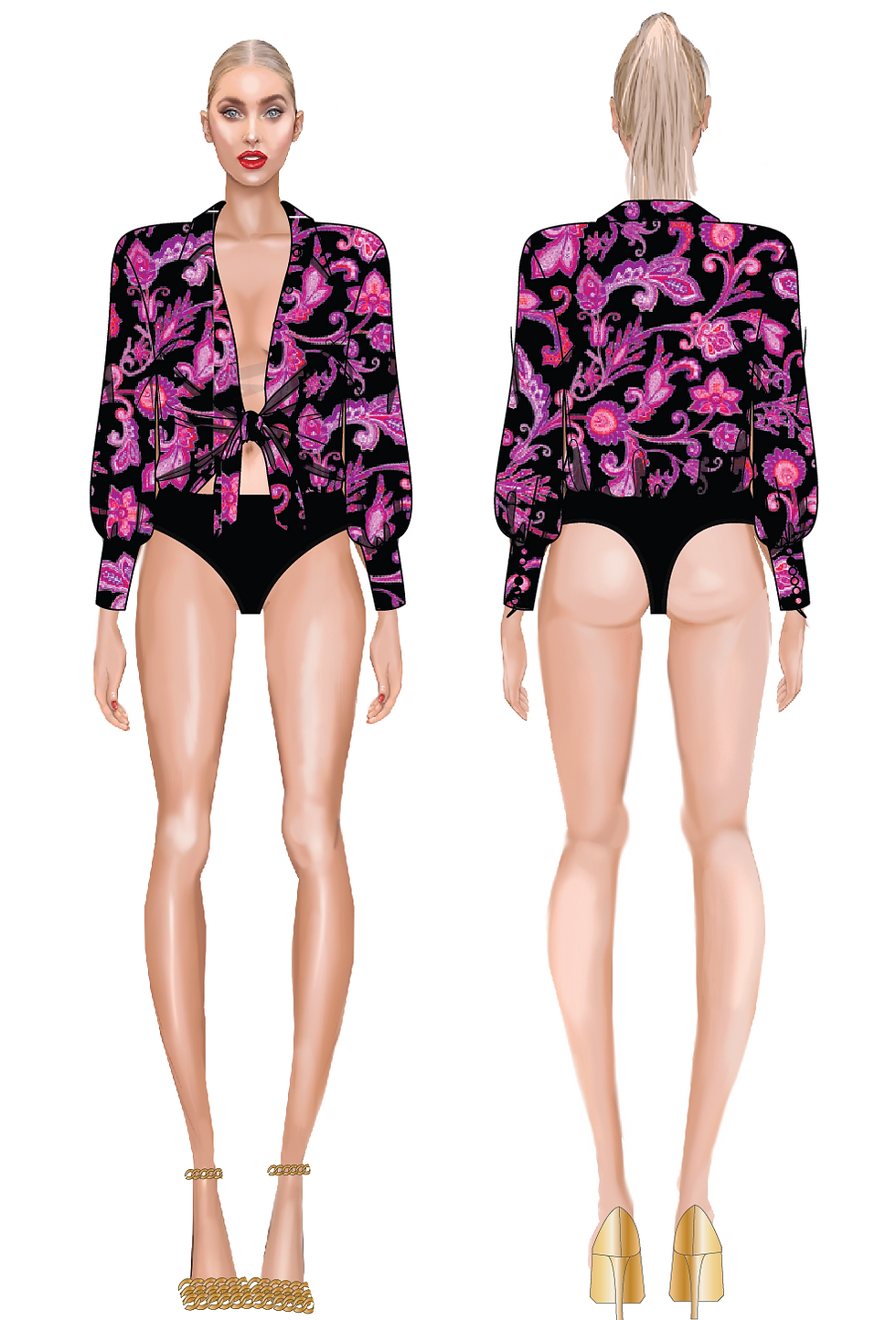 paisley printed satin bodysuit - filled cad -