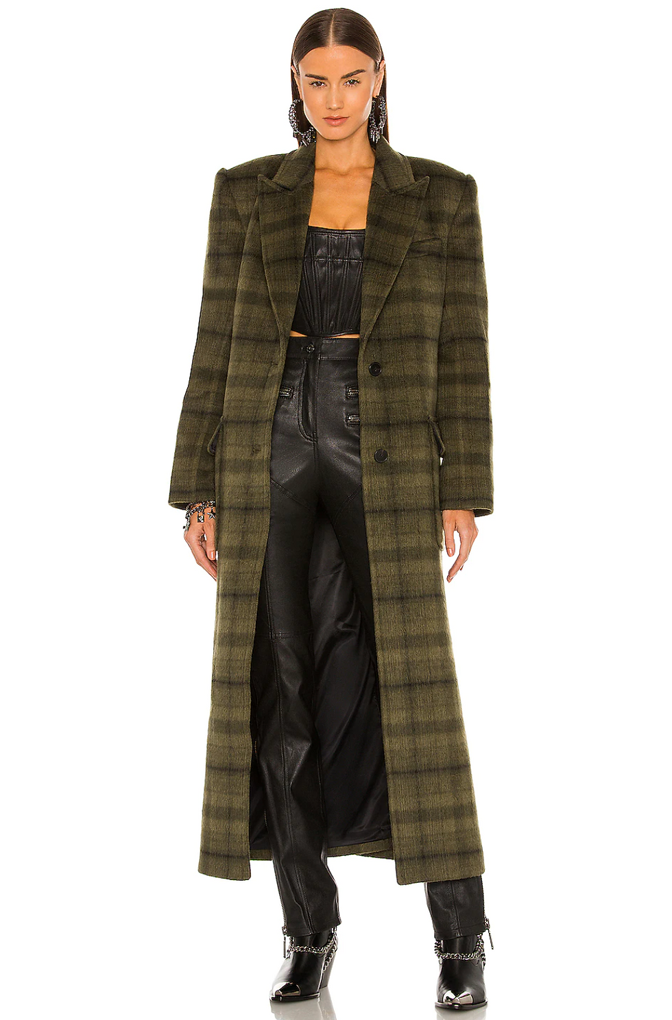 plaid wool coat - front -
