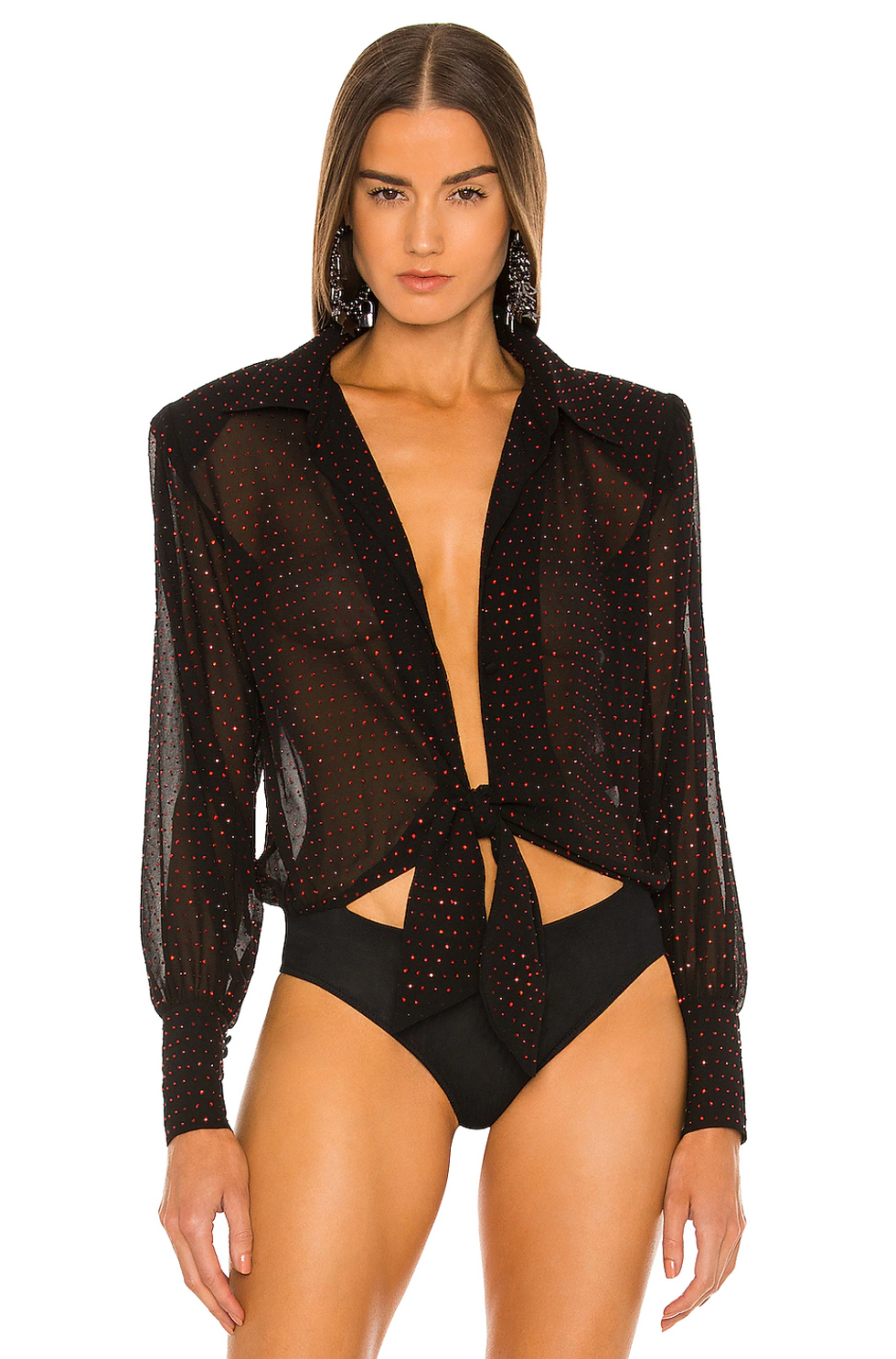 rhinestone chiffon bodysuit - front -