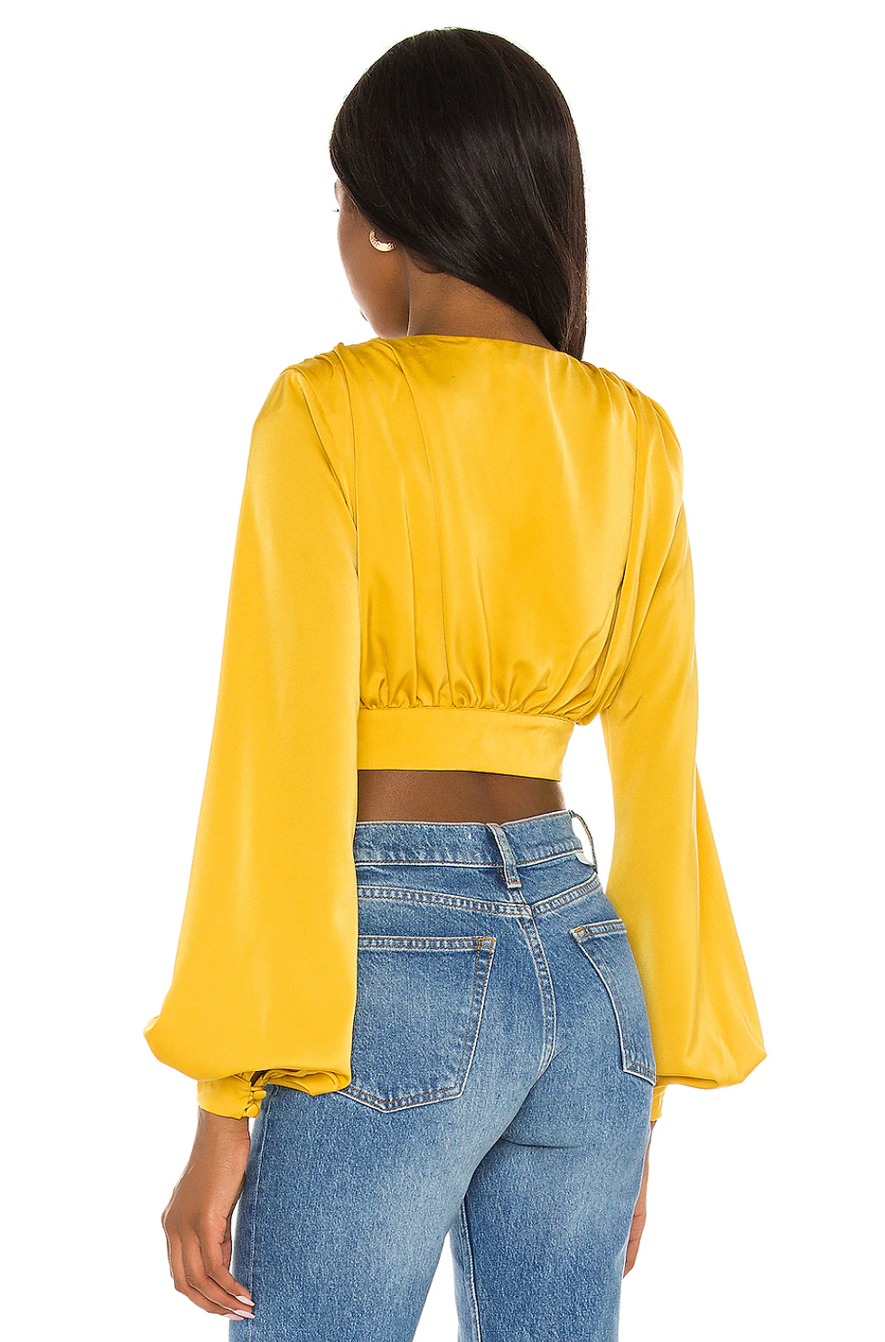 satin blouse - goldenrod back -