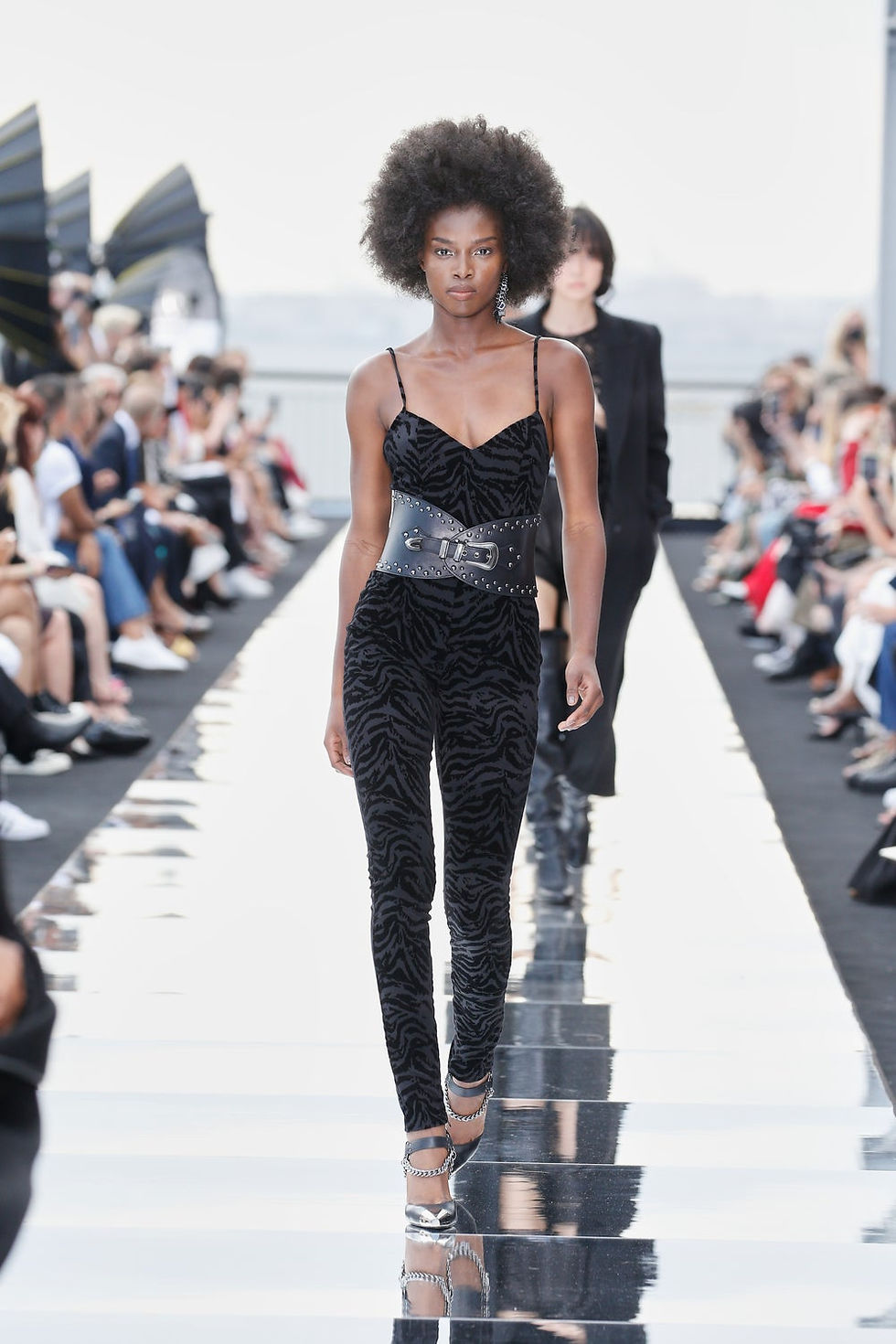 flocked ponte catsuit - runway -