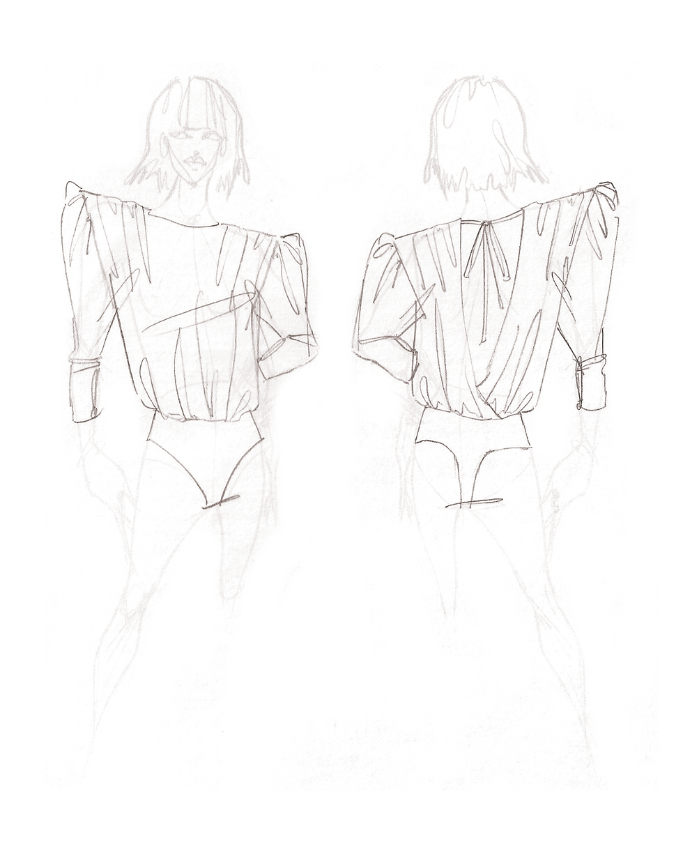 black sequin bodysuit - hand sketch -