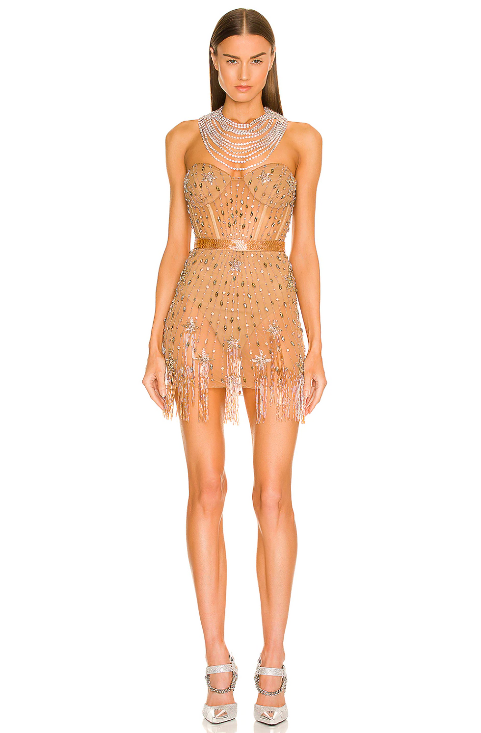 star embellished bustier dress - front -