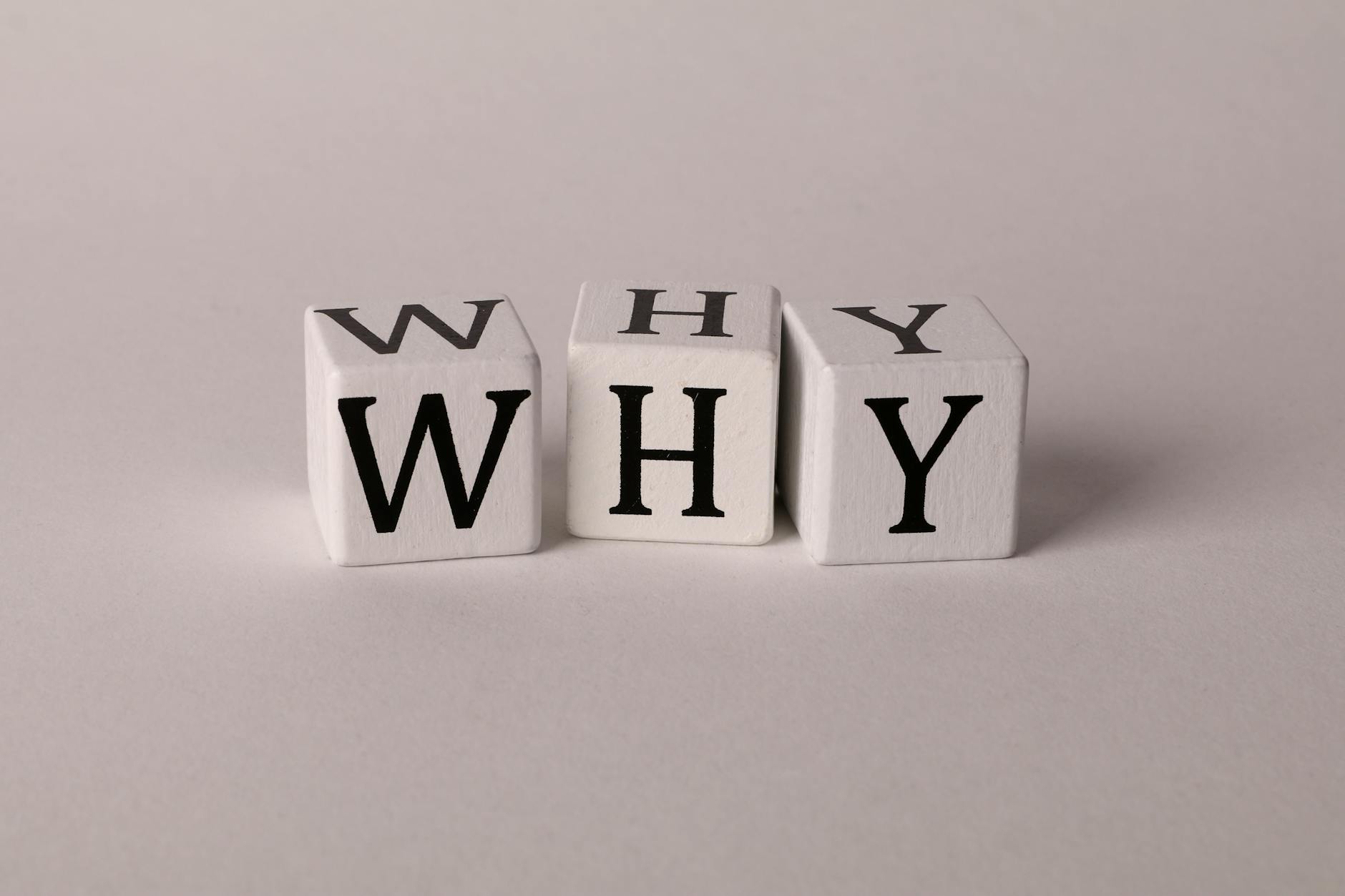 White text reading "WHY" on white background