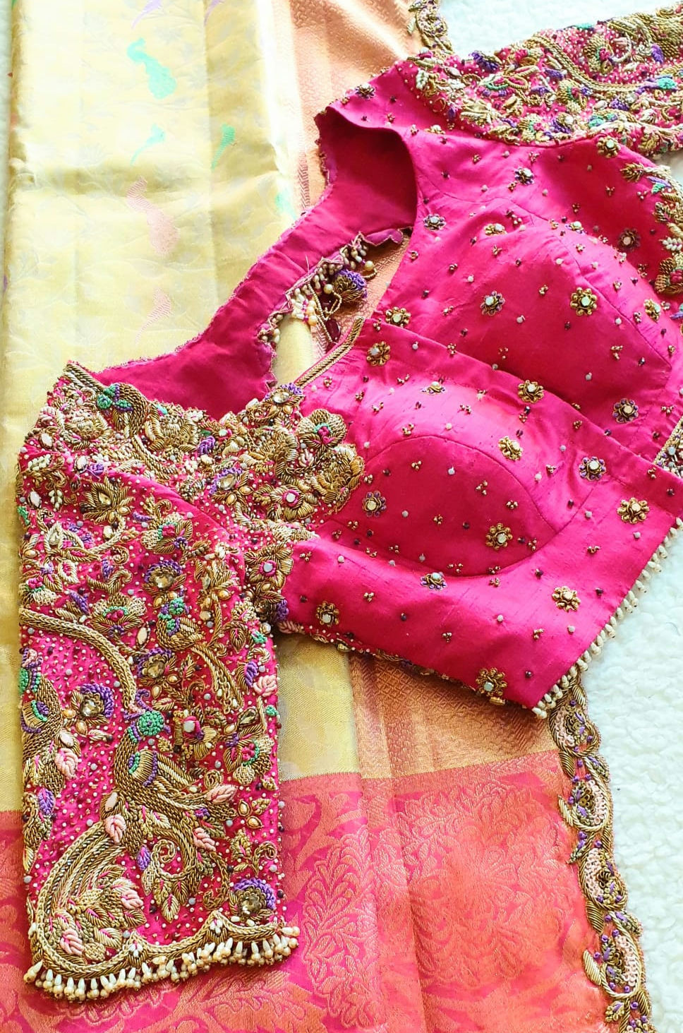 Heavy zardosi embroidered bridal blouse with beads and jewelry stones