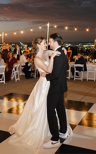 Bride and groom first dance at Vulcan park and Museum in Birmingham, Alabama