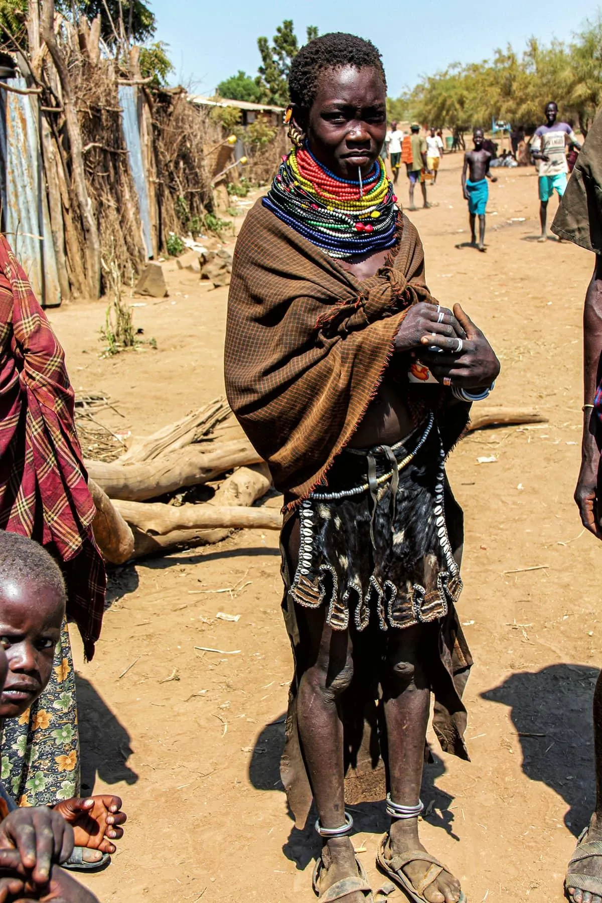Nyangatom woman wearing layered bead necklaces