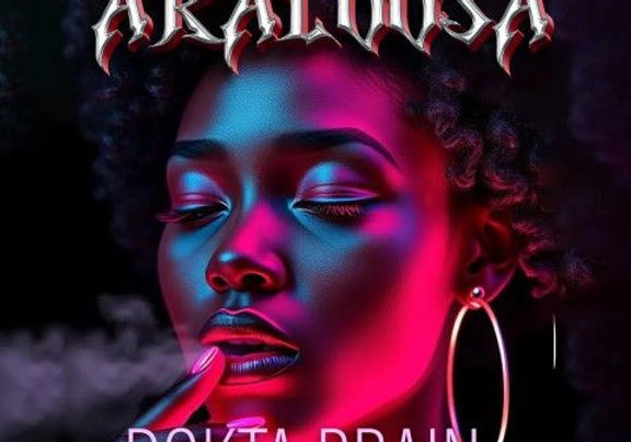 Cover art for Dokta Brain's 2025 Afrobeat single "Akaloosa," featuring vibrant visuals and Ugandan musical influences