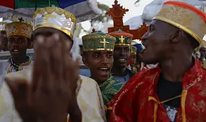 Priests escort sacred tabots to Lake Dambal as crowds join Epiphany rites in Batu and Addis