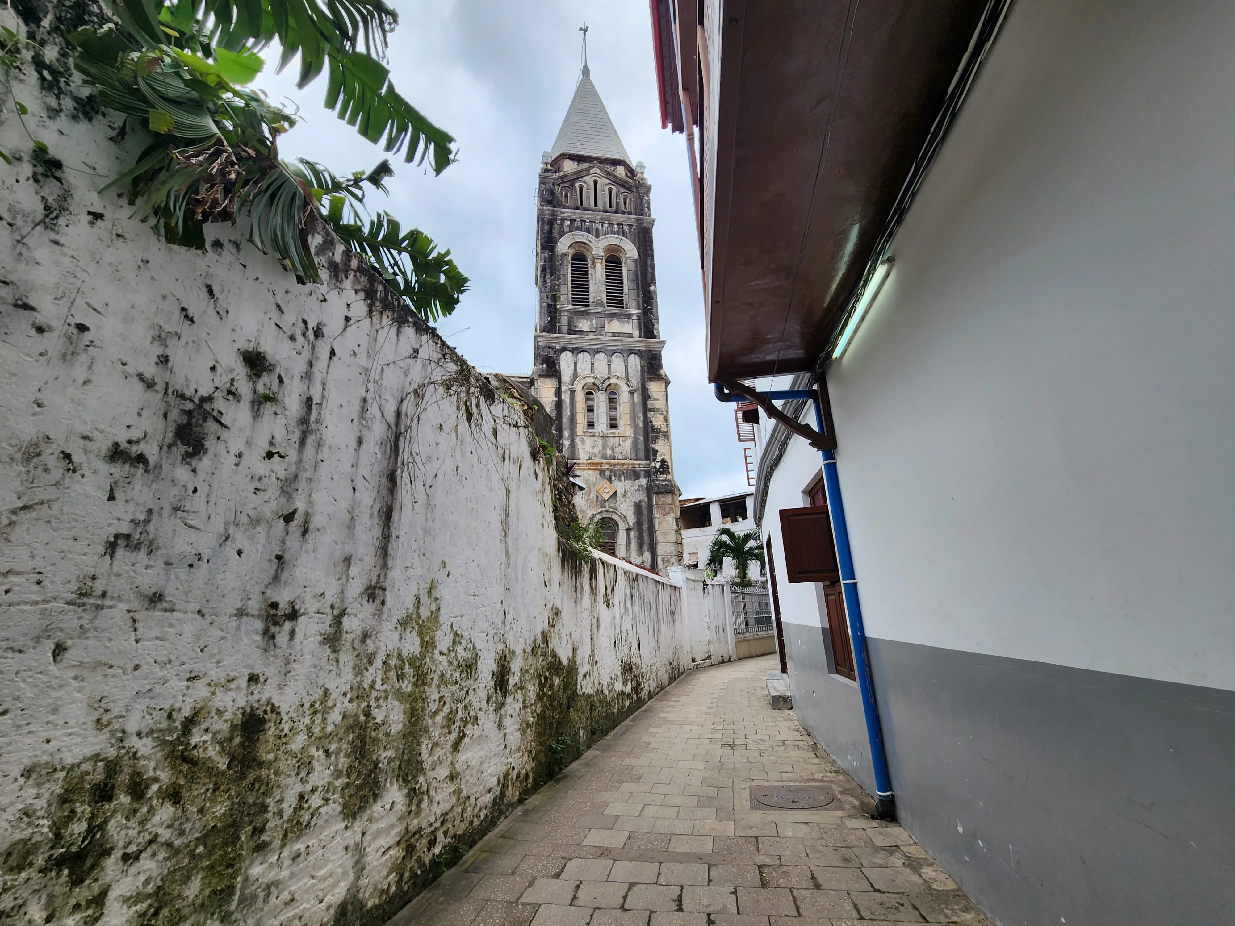 Cathedral rises above Stone Town’s surrounding buildings