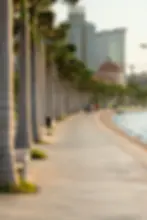 Revitalized Bay of Luanda waterfront with promenades, cycle paths and skyline views along Avenida Marginal