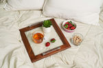 Wooden framed glass square serving tray image 1