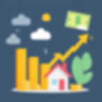 house with a market rising indicator