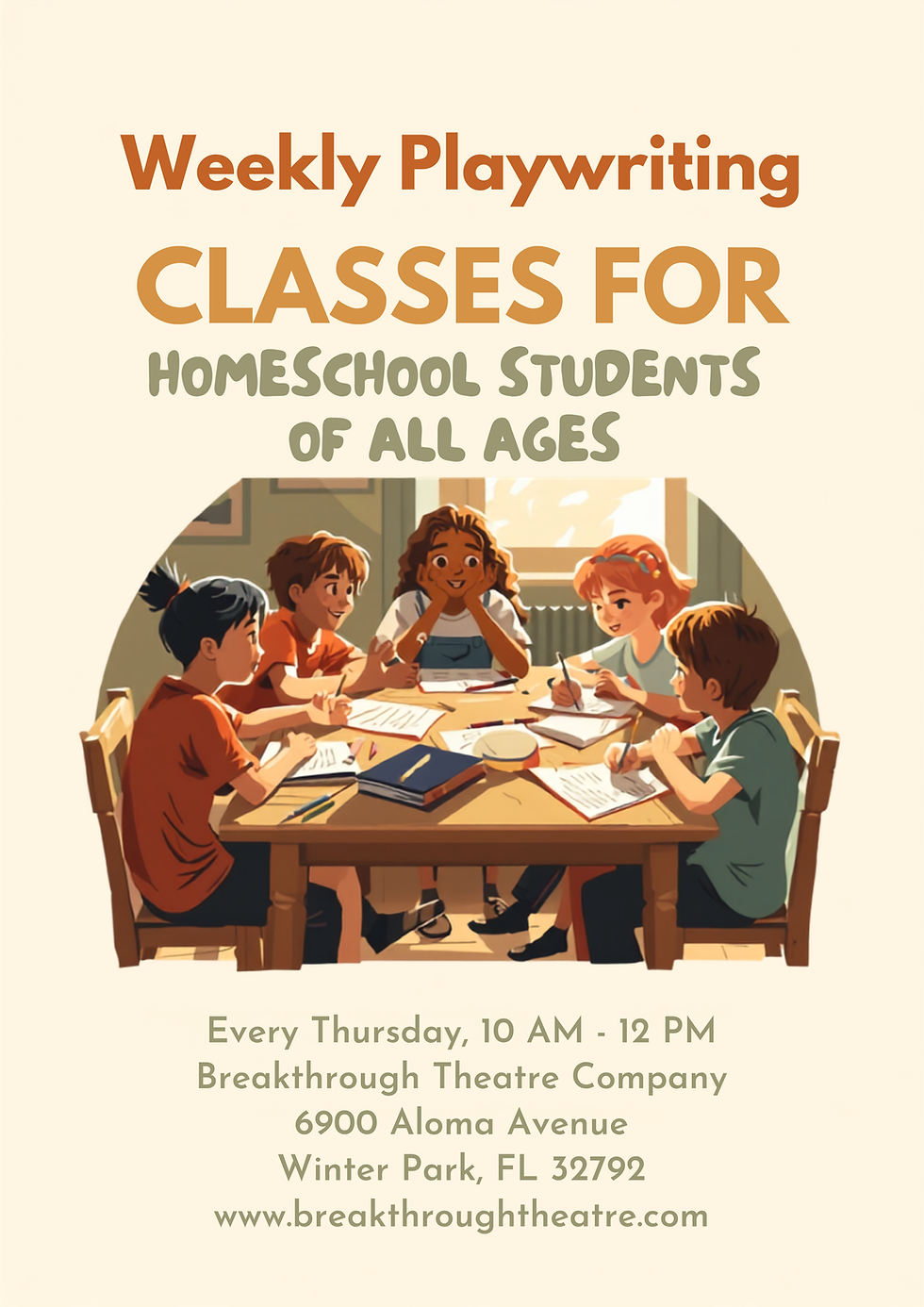 Weekly Drop-In Homeschool Playwriting Class