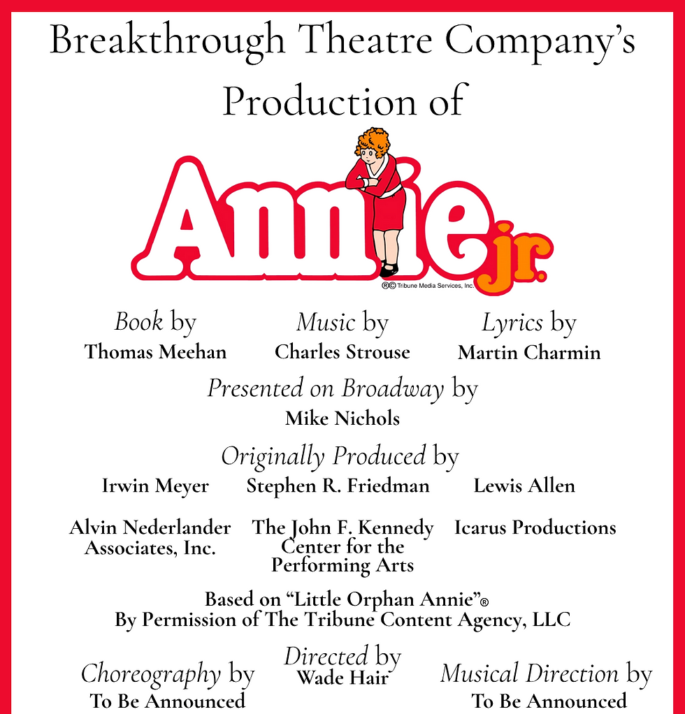 Annie Jr. Registration Fee