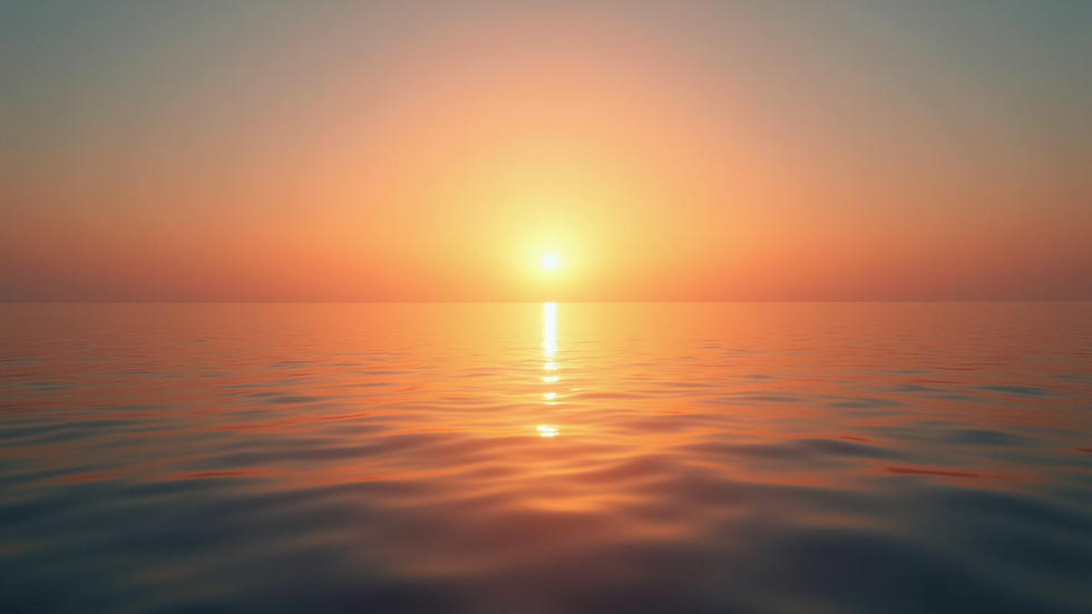 Wide angle view of a sunrise over a calm sea symbolising new beginnings