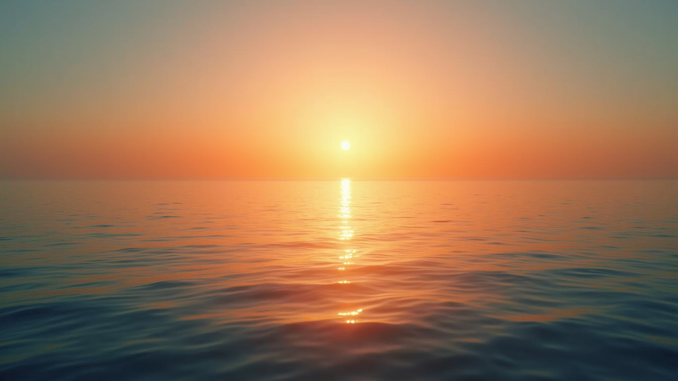 High angle view of a sunrise over a calm sea, symbolising new beginnings
