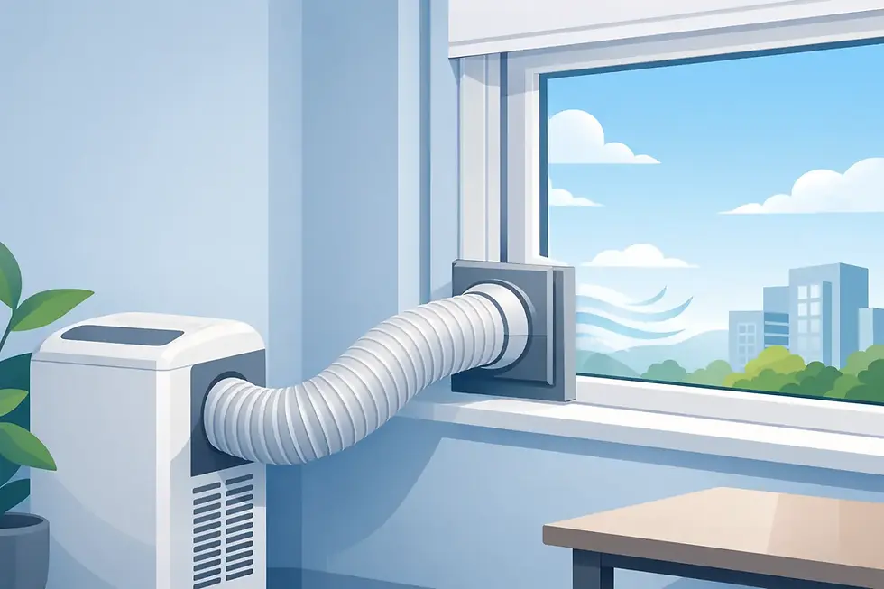 Abluftschlauch richtig aus dem Fenster führen