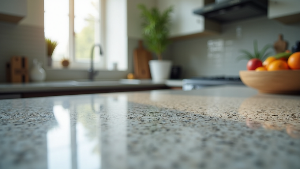 Eye-level view of a stunning granite countertop