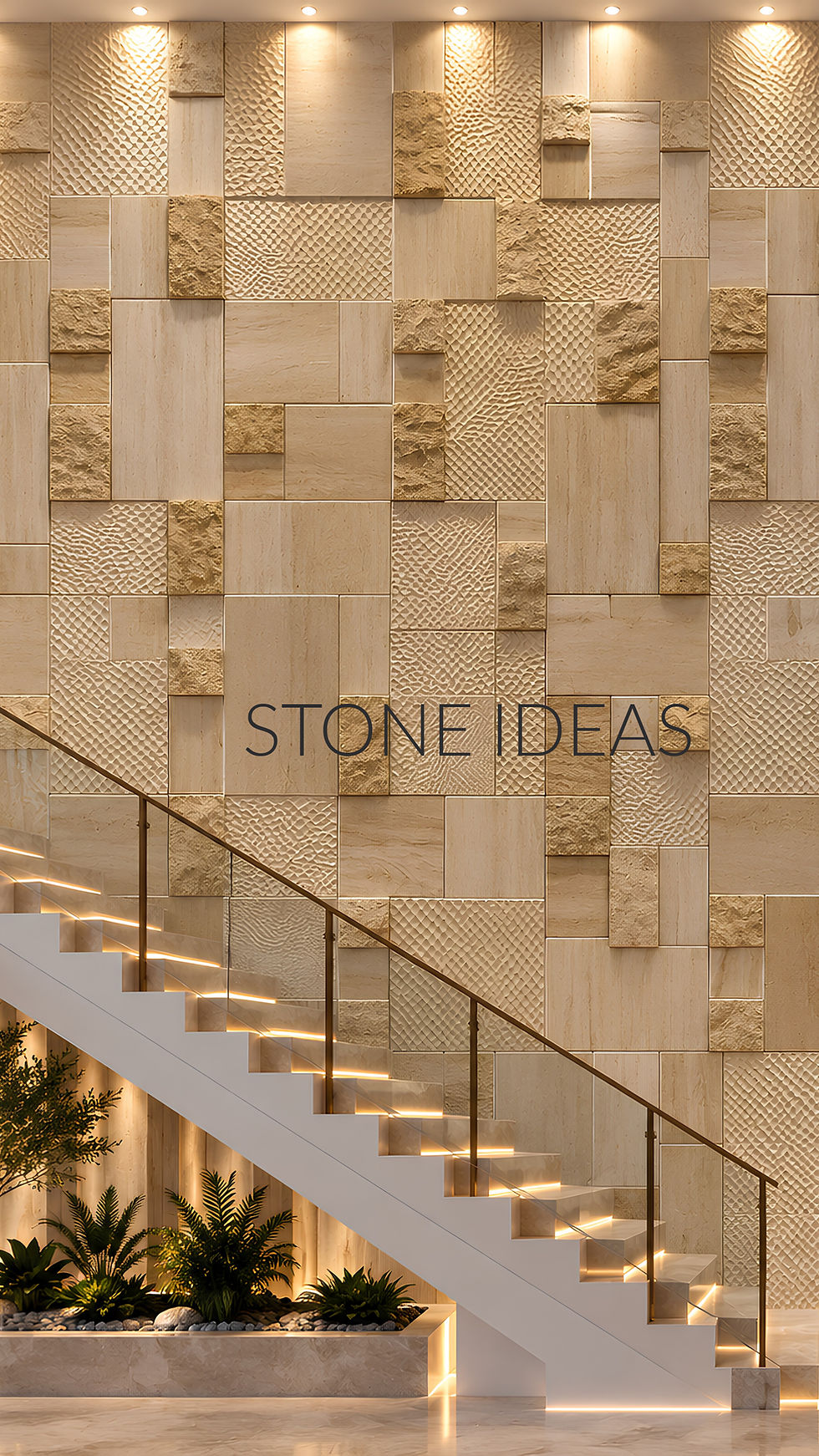 stone wall design ideas for staircase