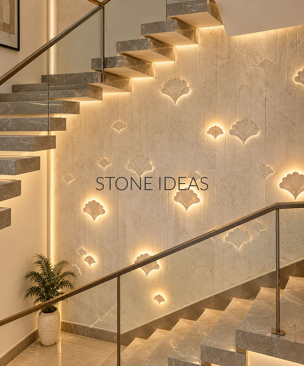 staircase stone wall design flower
