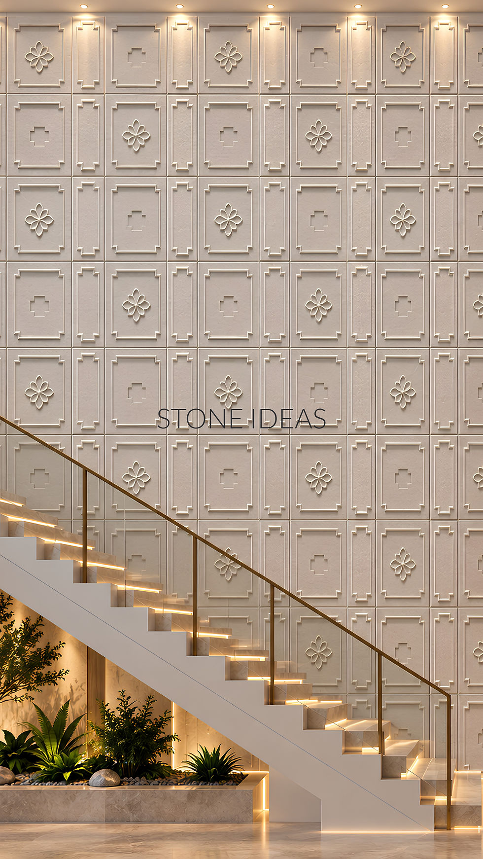 double height stone wall design